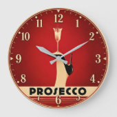 Prosecco Champagne Lover Kitchen Elegant Wine ラージ壁時計 (正面)