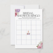 Prosecco florals Bridal Shower Bingo game 招待状 (正面)
