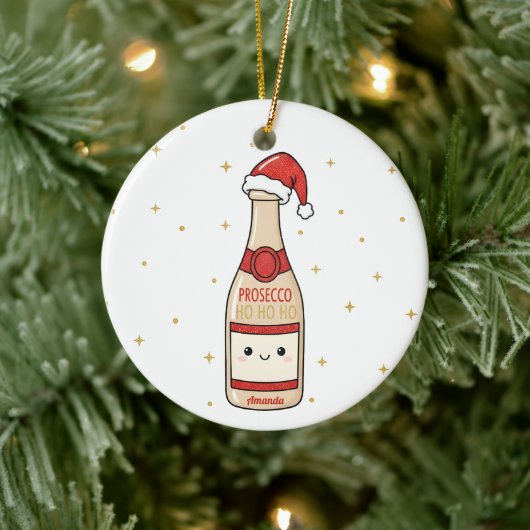 Prosecco Ho Ho Ho Funny Christmas Ornament Gift セラミックオーナメント (ツリー)