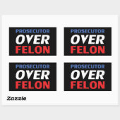 Prosecutor over Felon red white blue typography 長方形シール (シート)
