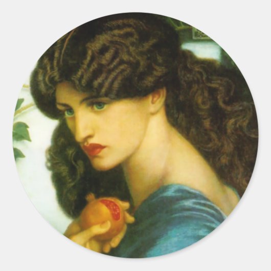Proserpine Stickers by Dante Gabriel Rossetti ラウンドシール (正面)