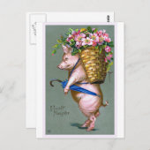 "Prosit Neujahr"ヴィンテージ ポストカード (正面/裏面)