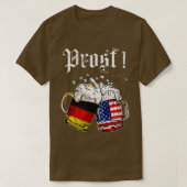 Prostビールドイツアメリカ国旗のオクトーバーフェスト男性M Tシャツ (デザイン正面)
