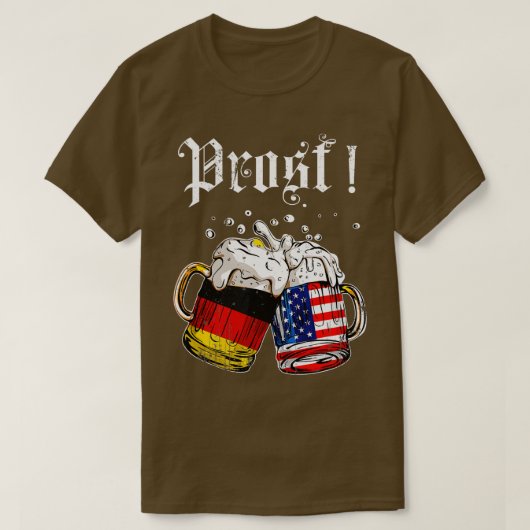 Prostビールドイツアメリカ国旗のオクトーバーフェスト男性M Tシャツ (デザイン正面)