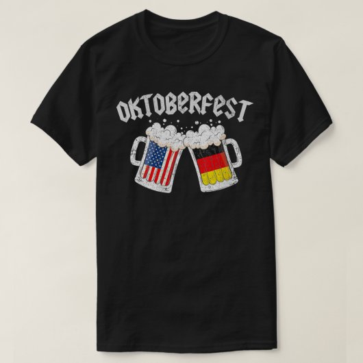 Prostビールドイツアメリカ国旗のオクトーバーフェスト2022 V Tシャツ (デザイン正面)