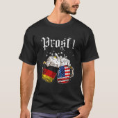Prostビールドイツアメリカ国旗オクトーバーフェストメンムー Tシャツ (正面)
