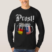 Prostビールドイツアメリカ国旗オクトーバーフェストメンムー Tシャツ (正面)