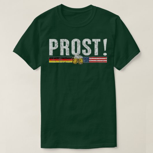 Prostビールドイツアメリカ国旗オクトーバーフェストメンムー Tシャツ (デザイン正面)
