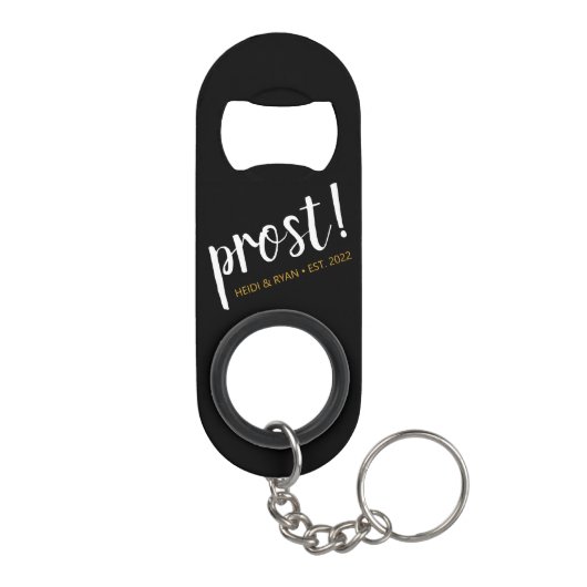 "Prost"応援の結婚ギフトKeychainボトルオープナー キーホルダー栓抜き (裏面)
