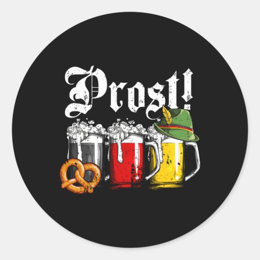 Prost Beer Gerフラグオクトーバーフェスト応援 ラウンドシール (正面)