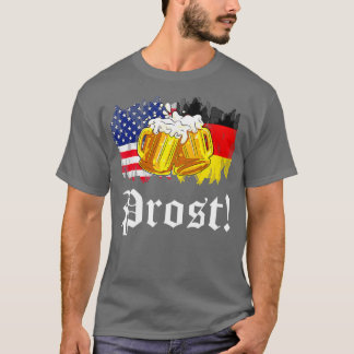 Prost Beer German American Flag Oktoberfest Men Tシャツ