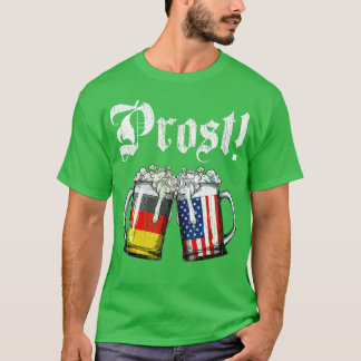Prost Beer German American Flag T shirt Oktoberfes Tシャツ