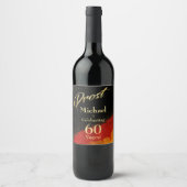 Prost Black, Red & 金ゴールド60誕生日 ワインラベル (正面)