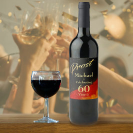 Prost Black, Red & 金ゴールド60誕生日 ワインラベル