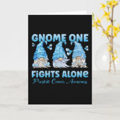 Prostate Cancer Awareness Light Blue Gnome カード (黄色い花)