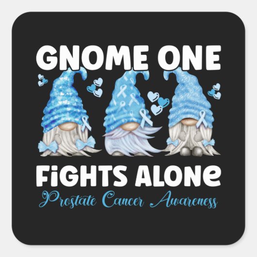 Prostate Cancer Awareness Light Blue Gnome スクエアシール (正面)