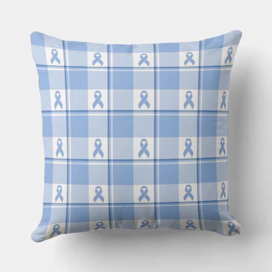 Prostate Cancer Awareness Plaid Light Blue Ribbon クッション (裏面)