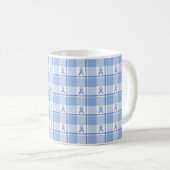 Prostate Cancer Awareness Plaid, Light Blue Ribbon コーヒーマグカップ (正面右)