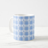 Prostate Cancer Awareness Plaid, Light Blue Ribbon コーヒーマグカップ (正面左)