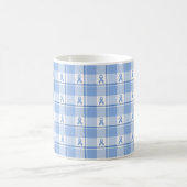 Prostate Cancer Awareness Plaid, Light Blue Ribbon コーヒーマグカップ (中央)