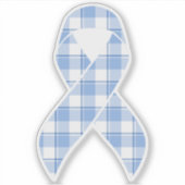 Prostate Cancer Awareness Plaid Light Blue Ribbon シール (正面)
