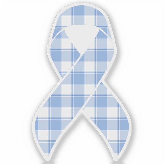 Prostate Cancer Awareness Plaid Light Blue Ribbon シール (正面)
