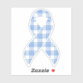 Prostate Cancer Awareness Plaid Light Blue Ribbon シール