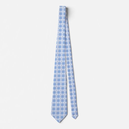 Prostate Cancer Awareness Plaid Light Blue Ribbon ネクタイ (正面)