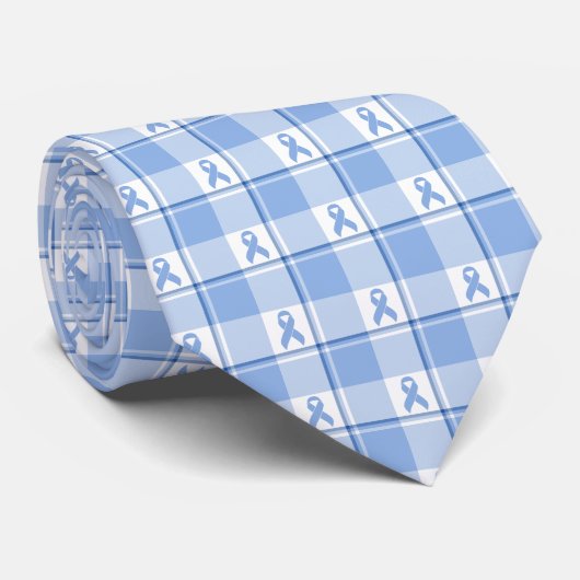 Prostate Cancer Awareness Plaid Light Blue Ribbon ネクタイ (ロール)