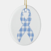 Prostate Cancer Survivor Plaid Light Blue Ribbon セラミックオーナメント (右)