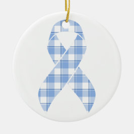 Prostate Cancer Survivor Plaid Light Blue Ribbon セラミックオーナメント