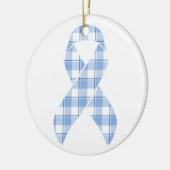 Prostate Cancer Survivor Plaid Light Blue Ribbon セラミックオーナメント (左)
