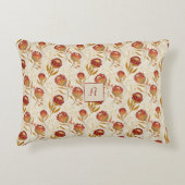 Protea Flower Floral beige red Pattern monogram アクセントクッション (正面)