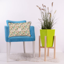 Protea Flower  Floral pink green Pattern monogram アクセントクッション