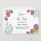 Protea Flower Garden Save Date Wedding 招待状 (正面)