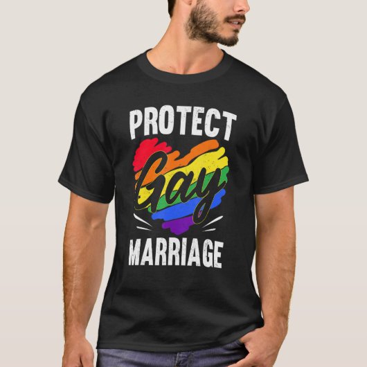 Protect Gay Marriage LGBTQ LGBT Rainbow Ally Suppo Tシャツ (正面)