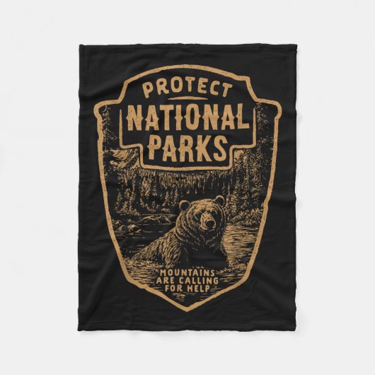 Protect National Parks Bear Resist  フリースブランケット (正面)