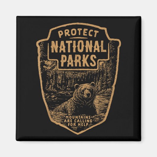 Protect National Parks Bear Resist  マグネット (正面)