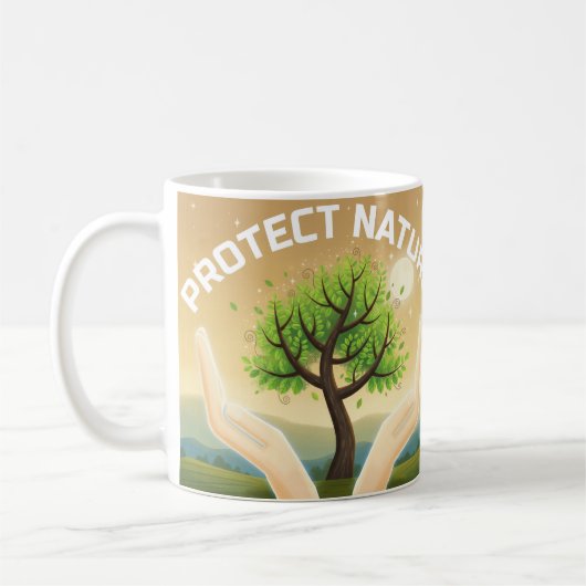 Protect Nature - Mystical Tree of Life Design コーヒーマグカップ (左)