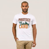 "Protect the Land" エコフレンドリーな山の自然 Tシャツ (正面フル)