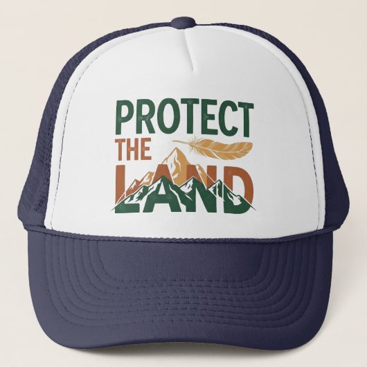 "Protect the Land" 山とフェザー キャップ (正面)