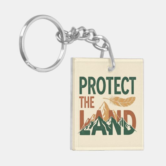 "Protect the Land" Mountains with Feather  キーホルダー (正面左)