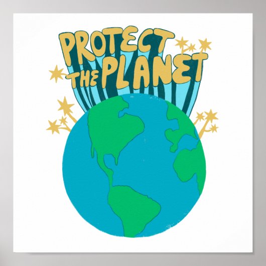 PROTECT THE PLANET SAVE EARTH Eco Green ポスター (正面)
