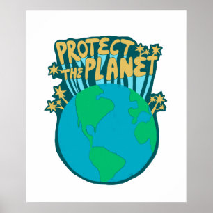 PROTECT THE PLANET SAVE EARTH Eco Green Art ポスター