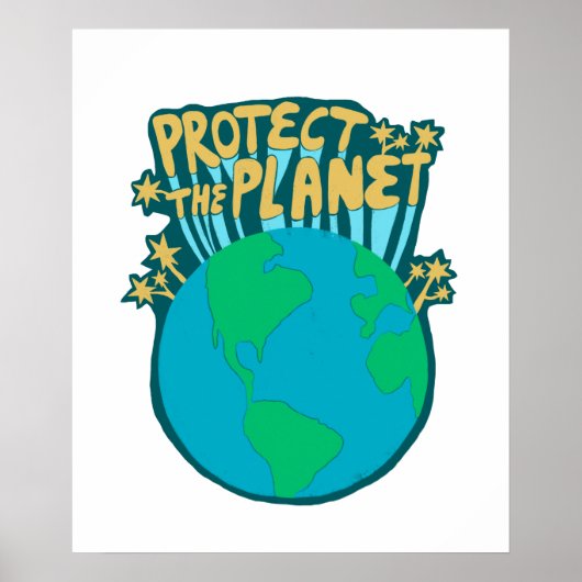 PROTECT THE PLANET SAVE EARTH Eco Green Art ポスター (正面)