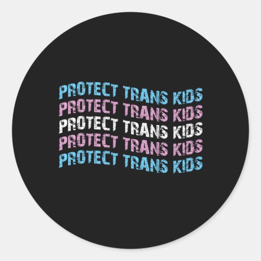Protect Trans Kids - Trans Flag Wave ラウンドシール (正面)