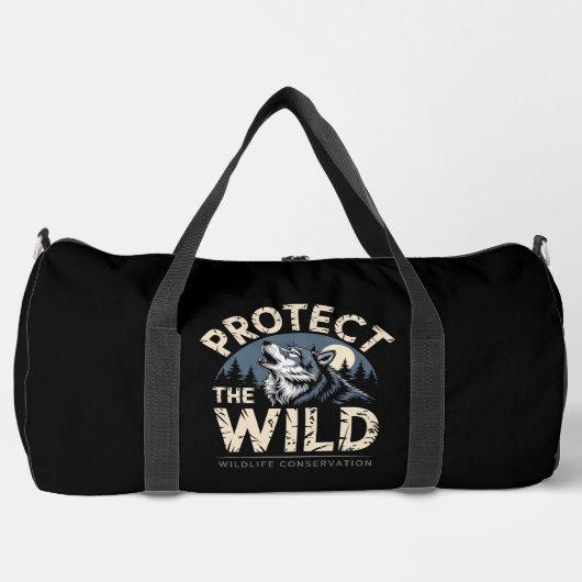 Protect Wild Wildlife Conservation Wolf ダッフルバッグ (正面)