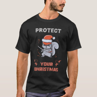 "Protect Your Christmas" – Adorable Ninja Squirrel Tシャツ