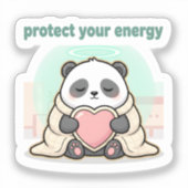 protect your energy – cute panda self-care シール (正面)