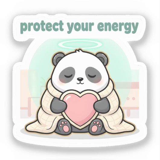 protect your energy – cute panda self-care シール (正面)